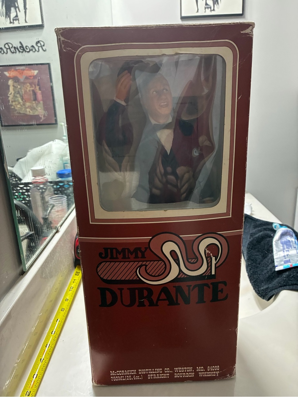 Vintage Jimmy Durante porcelain decanter in original box